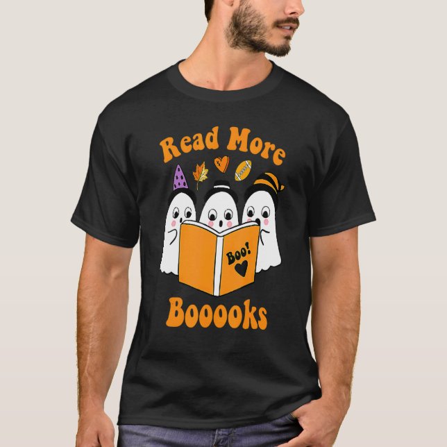 Cute Boooks Ghost Läs mer Bokar Ley Lomme H T Shirt (Framsida)