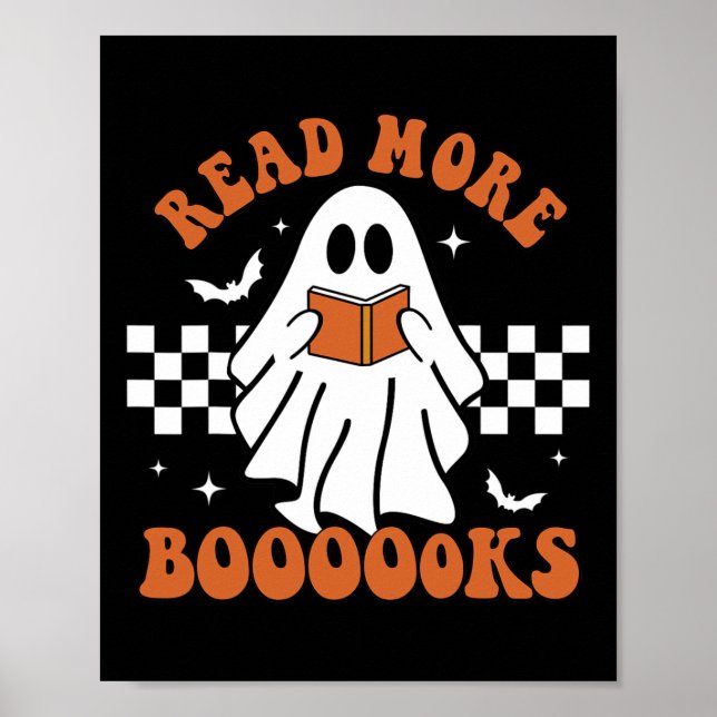 Cute Boooks Ghost Läs mer Bokar Roligt Lärare Hal Poster (Framsidan)
