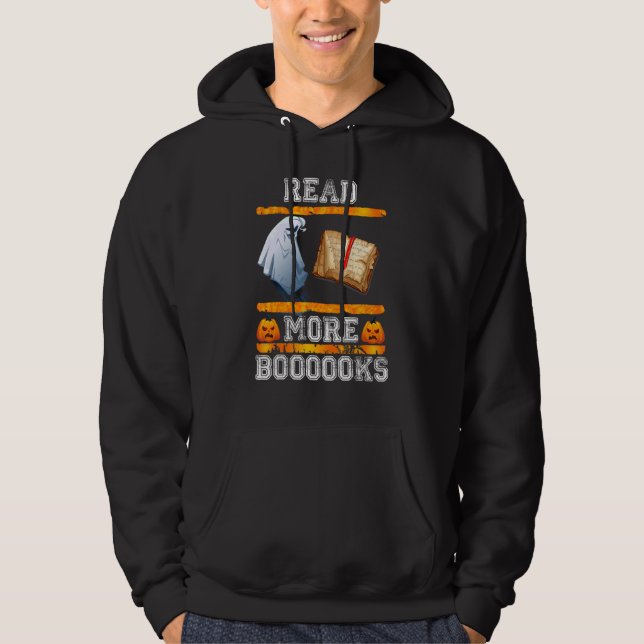 Cute Booooks Ghost Read More Books Funny Teacher H Hoodie (Framsida)