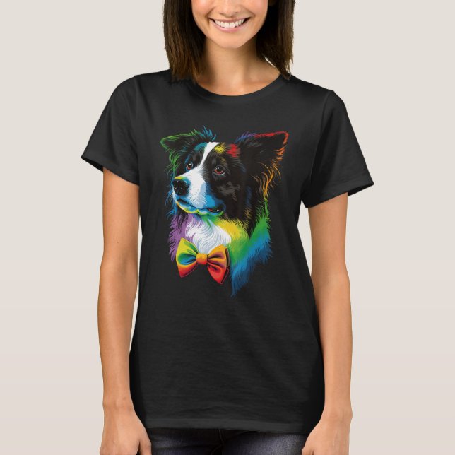 Cute Border Collie Dog on Border Collie Lover T Shirt (Framsida)