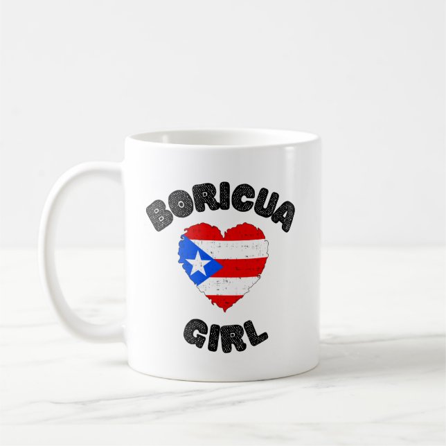 Cute Boricua Girl Puerto Rico Cute Kaffemugg (Vänster)
