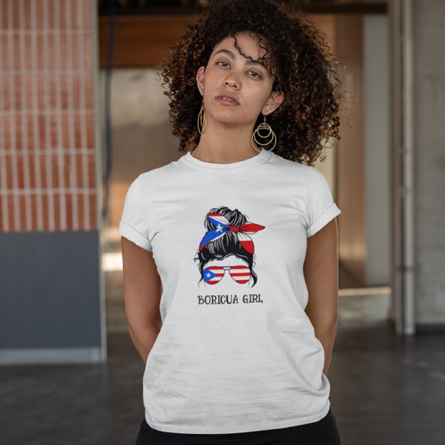 Cute Boricua Girl Puerto Rico Flagga T Shirt (boricua girl puerto rico girl shirt)