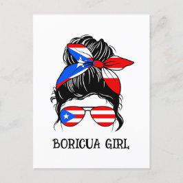 Cute Boricua Girl Puerto Rico Flagga Vykort