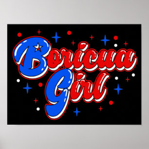 Cute Boricua Girl Puerto Rico Glitter Poster