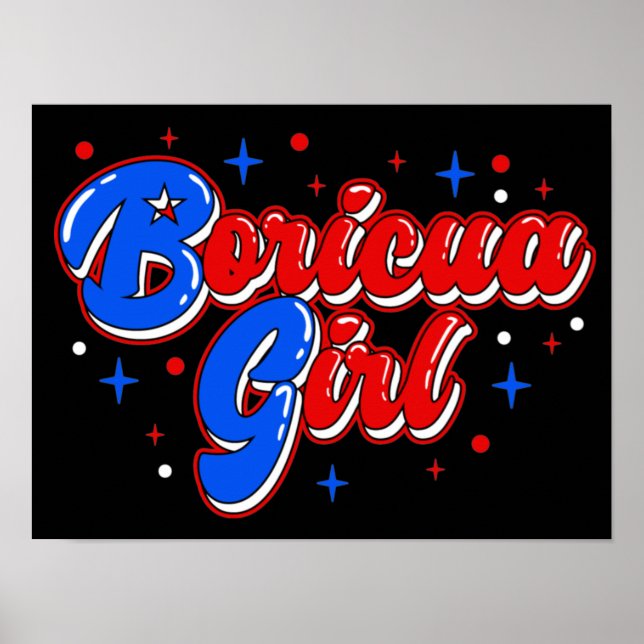 Cute Boricua Girl Puerto Rico Glitter Poster (Framsidan)