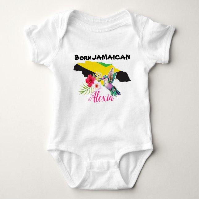 Cute Born Jamaican Personlig Namn T-Shirt (Framsida)