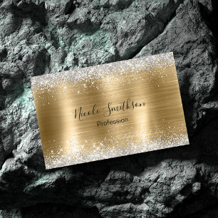 Cute borstad guld faux silver glitter magnetiska visitkort