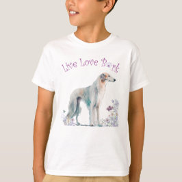 Cute Borzoi Hund Blommigt T Shirt