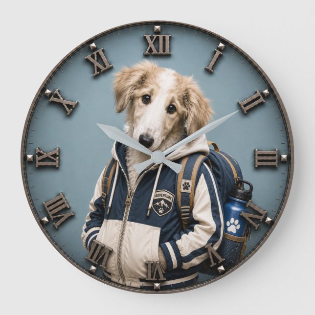 Cute Borzoi Puppy  Stor Klocka (Framsida)