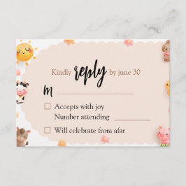 Cute Boskap Baby Shower OSA Reply Tilläggskort