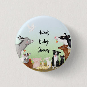 Cute boskap babydusch runt badge knapp