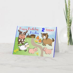 Cute Boskap Barns födelsedag kort