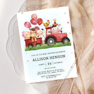 Cute Boskap Barnyard Baby Shower Party Inbjudningar