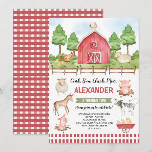 Cute Boskap Barnyard Birthday Bash Inbjudningar