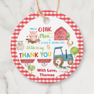 Cute Boskap Barnyard Birthday Tack Gåvor Etiketter