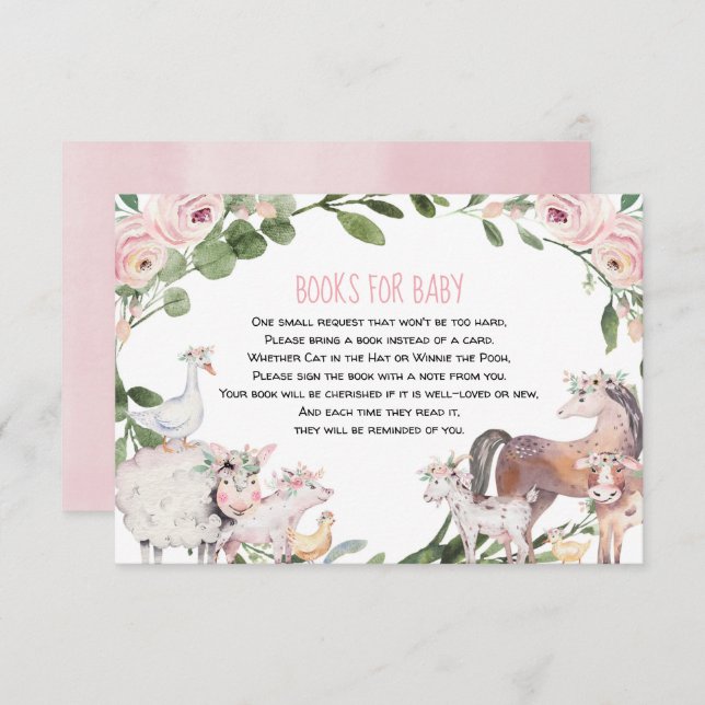 Cute boskap barnyard-flicka bokar för baby tilläggskort (Fram/baksida)