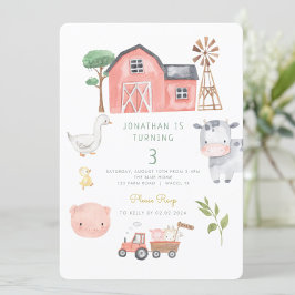 Cute Boskap Barnyard-födelsedagen Inbjudningar