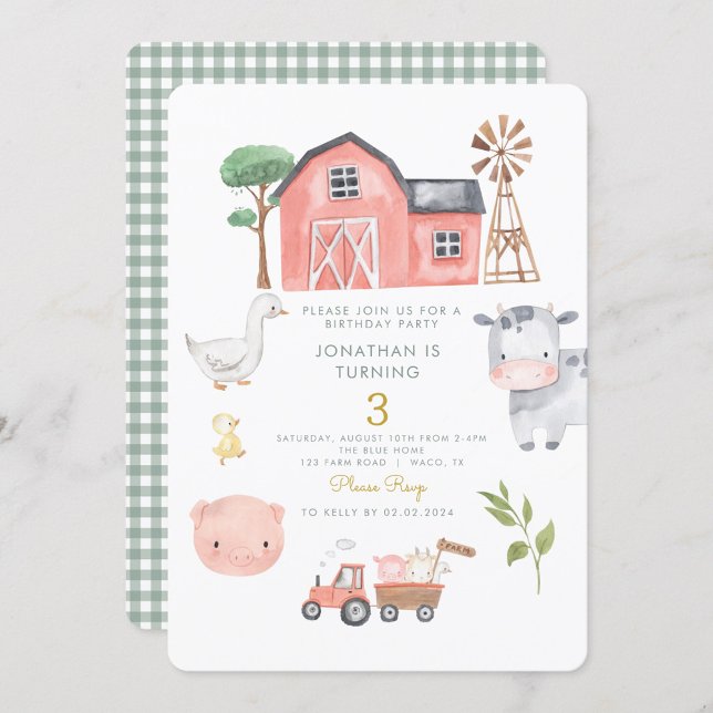 Cute Boskap Barnyard-födelsedagen Inbjudningar (Skapare uppladdad)