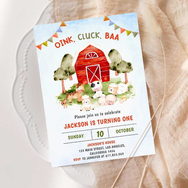 Cute Boskap Barnyard Födelsedagsfest Inbjudningar (Skapare uppladdad)