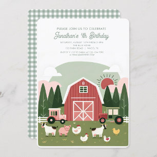 Cute Boskap Barnyard-födelsedagsinbjudan Inbjudningar