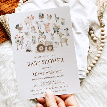 Cute Boskap Barnyard Neutralt Baby Shower