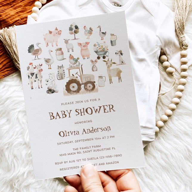 Cute Boskap Barnyard Neutralt Baby Shower Inbjudningar (Skapare uppladdad)