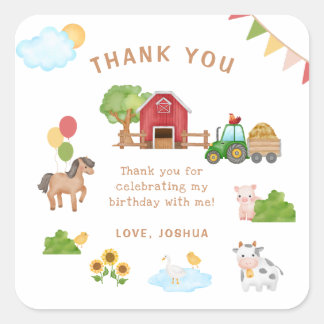 Cute Boskap Birthday-Tack-favoritmärke Fyrkantigt Klistermärke