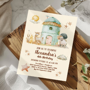 Cute Boskap Födelsedagsfest Barnyard Bash Inbjudningar
