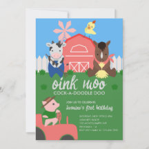 Cute Boskap Födelsedagsfest inbjudan