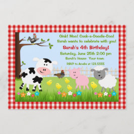 Cute Boskap Födelsedagsfest inbjudan