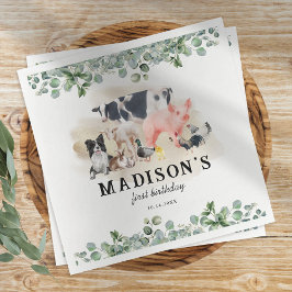 Cute Boskap Födelsedagsfest Kids Pappersservett