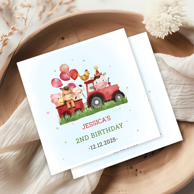 Cute Boskap Födelsedagsfest Pappersservett (Skapare uppladdad)