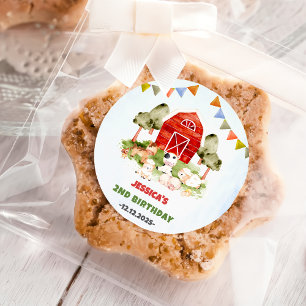 Cute Boskap Födelsedagsfest Runt Klistermärke