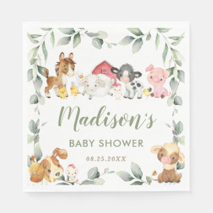 Cute Boskap Greenery Birthday Baby Shower Pappersservett