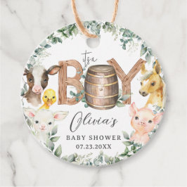 Cute Boskap Greenery Boy Barn Baby Shower Gåvor Etiketter