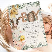 Cute Boskap Greenery Boy Barn Baby Shower