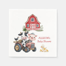 Cute Boskap Gris Cow Barnyard Baby Shower Pappersservett