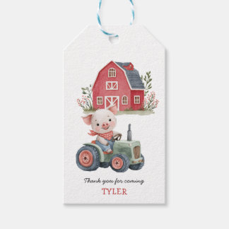 Cute Boskap Gris Traktor Födelsedagsfest Presentetikett