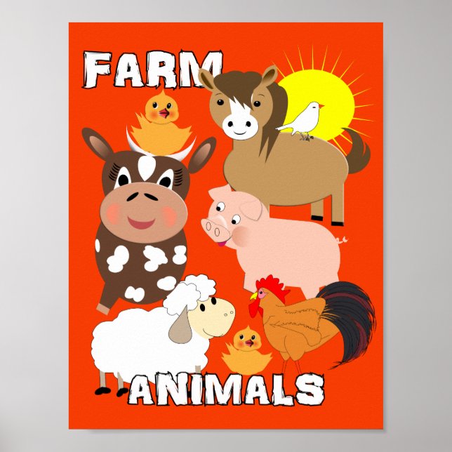 Cute Boskap Kids Stollig Bild Poster (Framsidan)