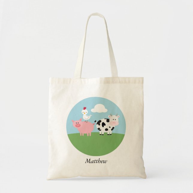 Cute Boskap Kids Tote Bag Tygkasse (Framsidan)
