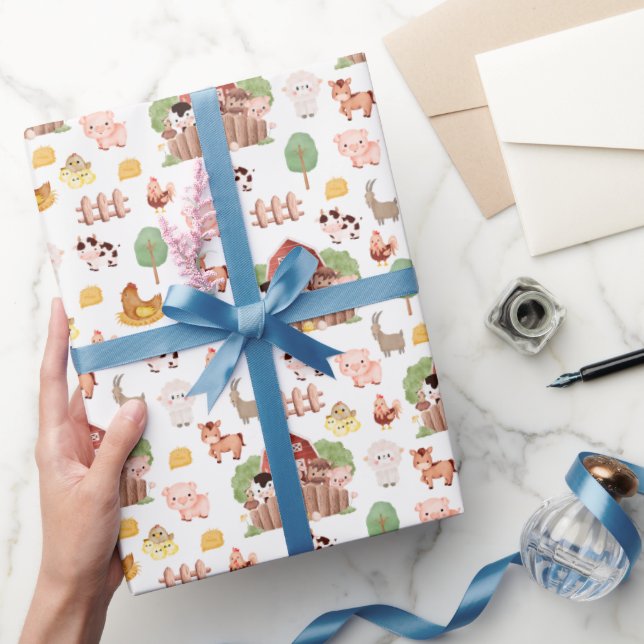 Cute Boskap på White Presentpapper (Gifting)