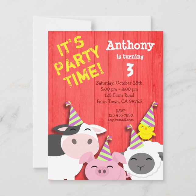 Cute Boskap Party-inbjudan Inbjudningar (Framsida)