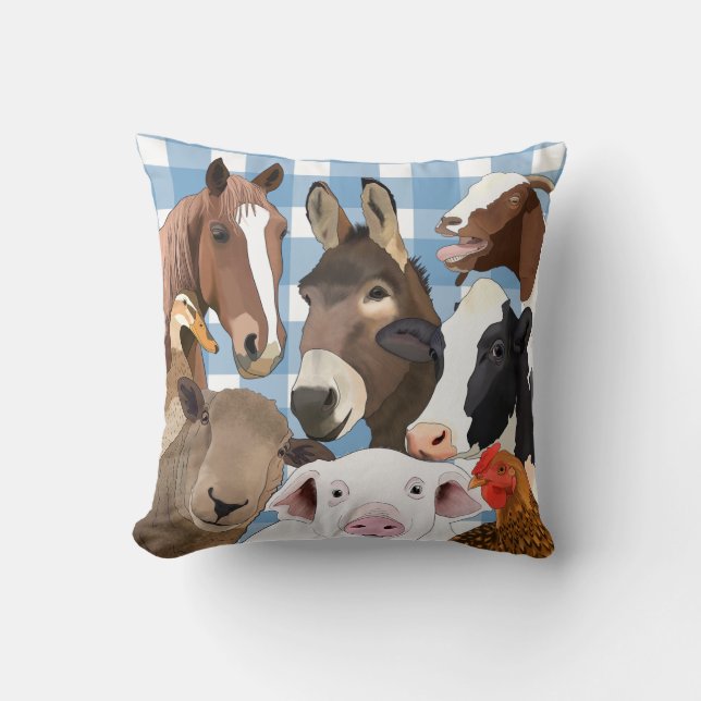 Cute Boskap Porträtt Kudde (Framsida)