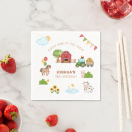 Cute Boskap Red Barn Tractor Papper Plate Pappersservett