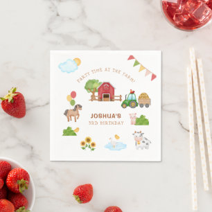 Cute Boskap Red Barn Tractor Papper Plate Pappersservett