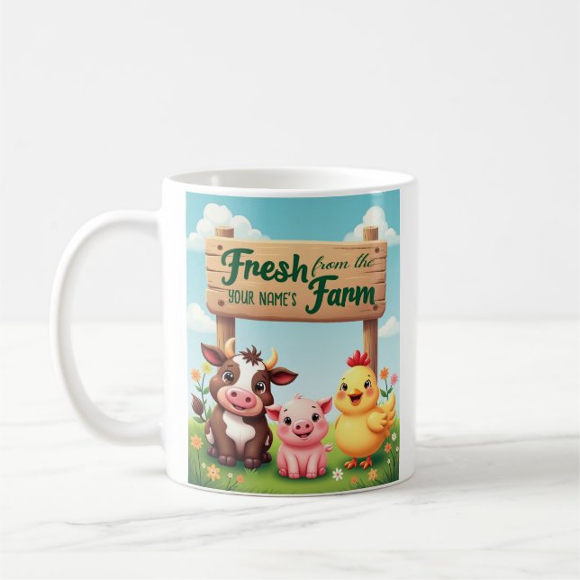 Cute Boskap under Farm-tecken Kaffemugg (Vänster)