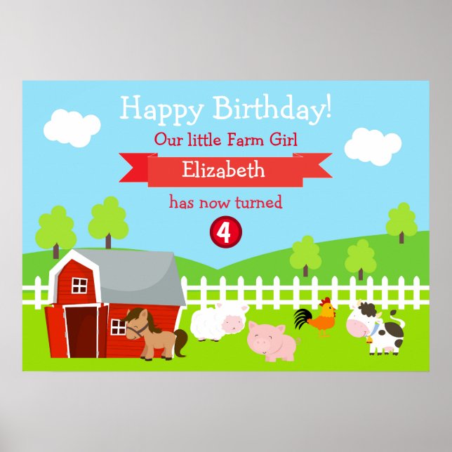 Cute Boskap Unisex Birthday Poster (Framsidan)
