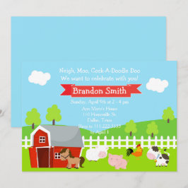 Cute Boskap Unisex Födelsedagsfest Inbjudningar