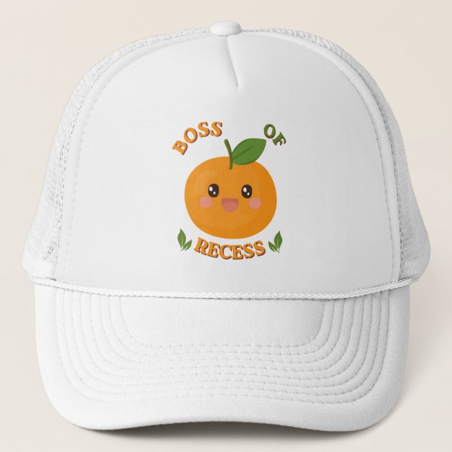 Cute Boss Of Recess Orange Kids Trucker Hat  Keps (Framsida)