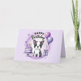 Cute Boston Terrier Birthday Card Tack Kort